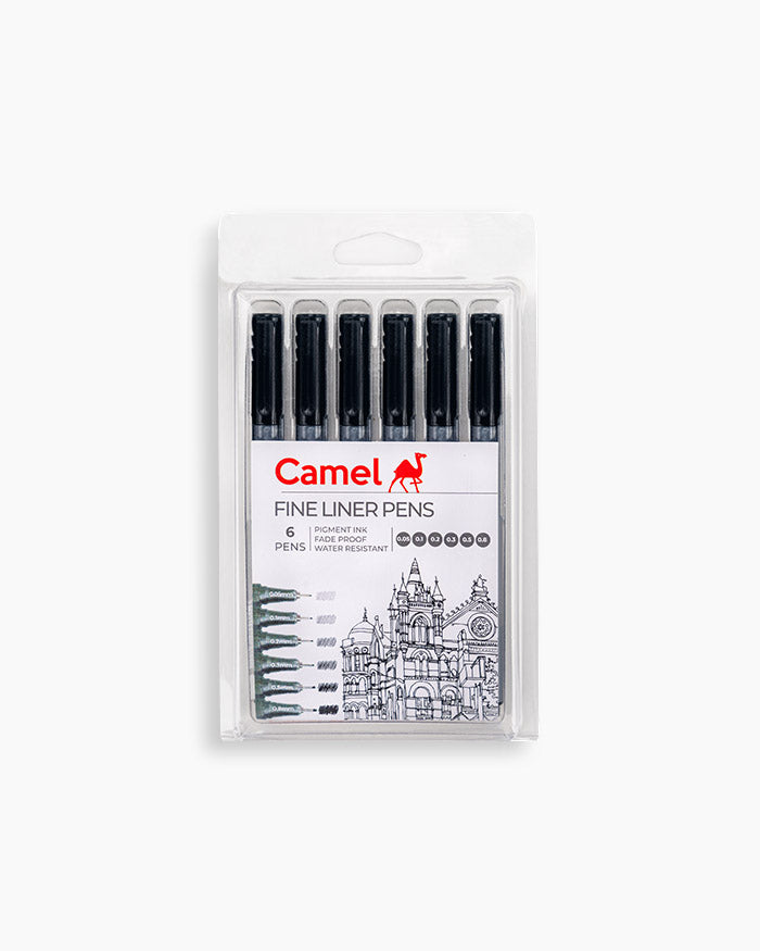 CAMEL, Fineliner Pen - Set of 6 + A6 Sheets.