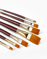 CAMEL, Paint Brushes -  SYNTHETIC GOLD | Series 67 | FLAT | Set of 7.