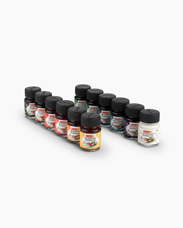 CAMEL, Coloured Drawing Ink | Set of 12 | 20 ml.