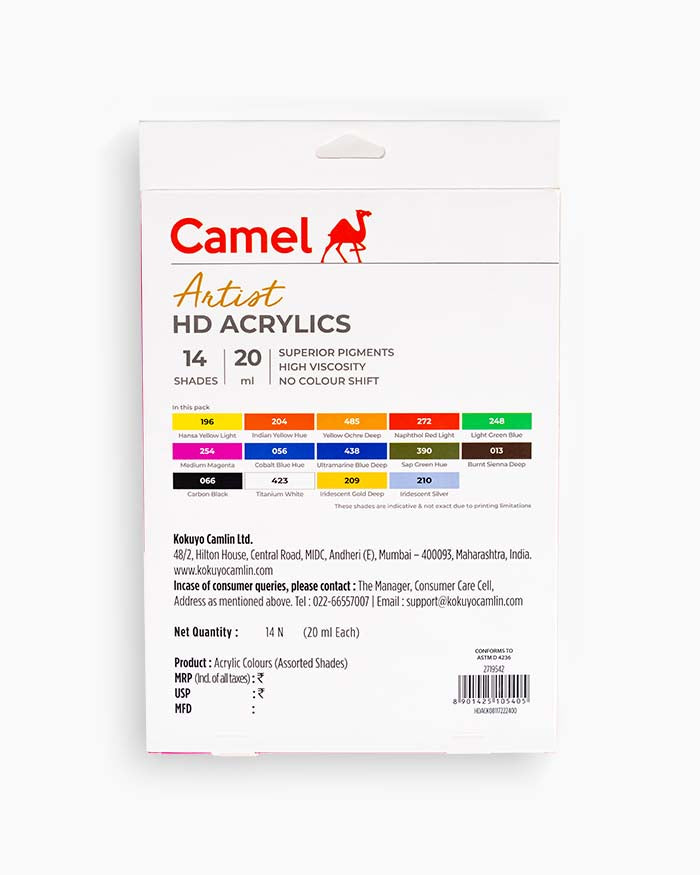 CAMEL, HD Acrylics Color - ARTIST | Set of 14 | 20 ml.