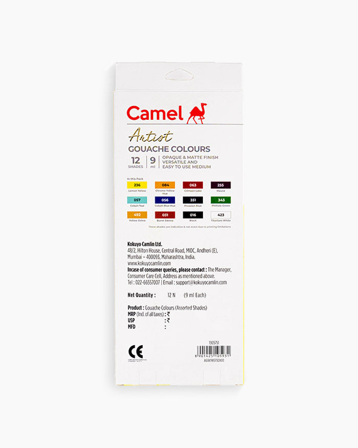 CAMEL, Gouache Colors - ARTIST | Set of 12 | 9 ml.