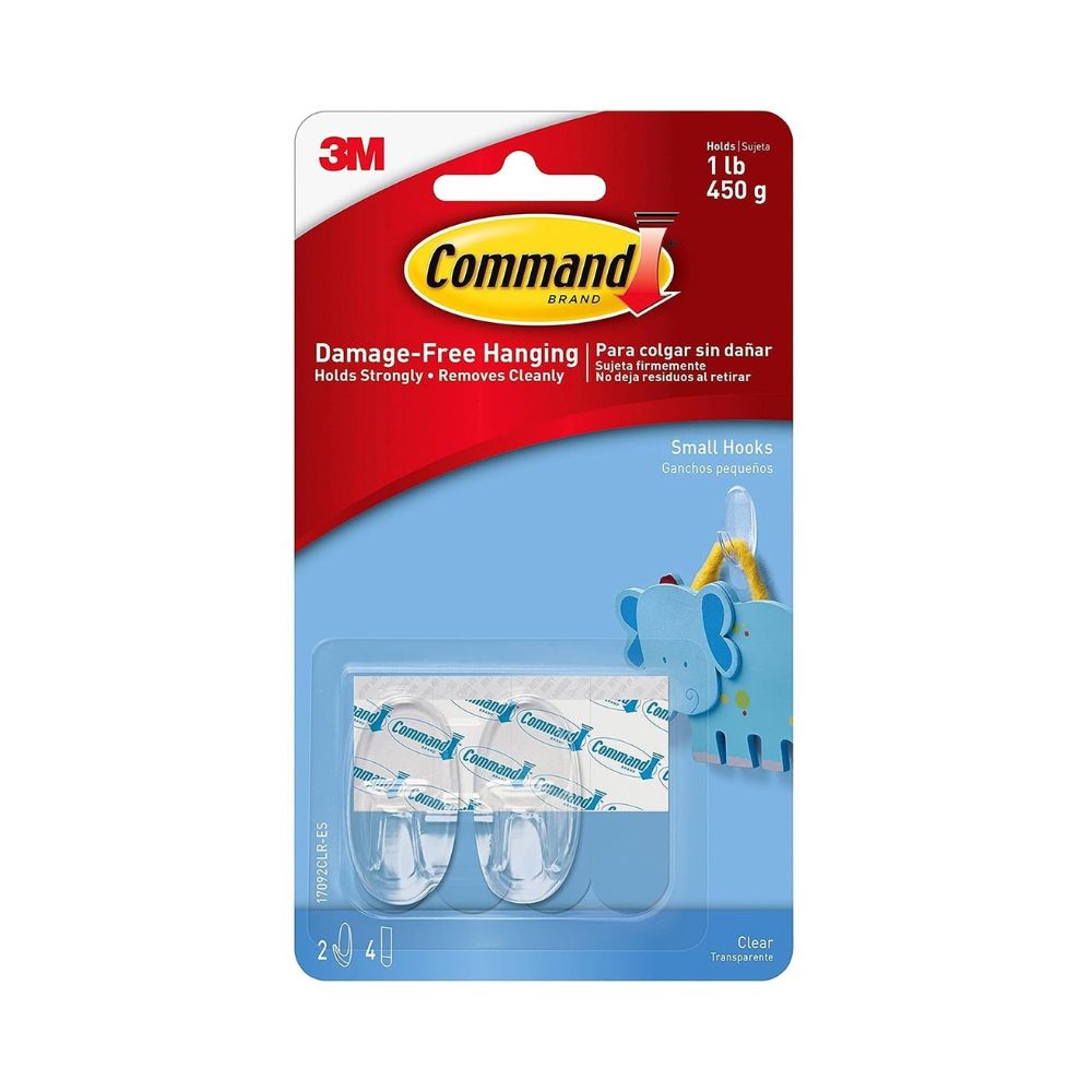 3M, Clear Hook - COMMAND | SMALL | Set of 2.