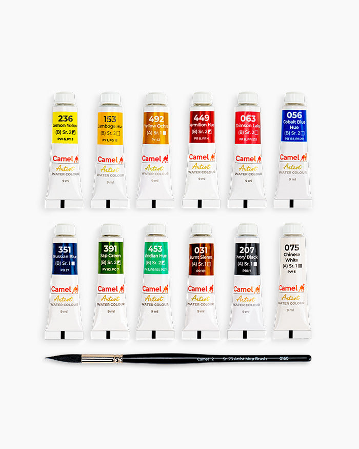 CAMEL, Water Color Tubes | Set of 12 | 9 ml.