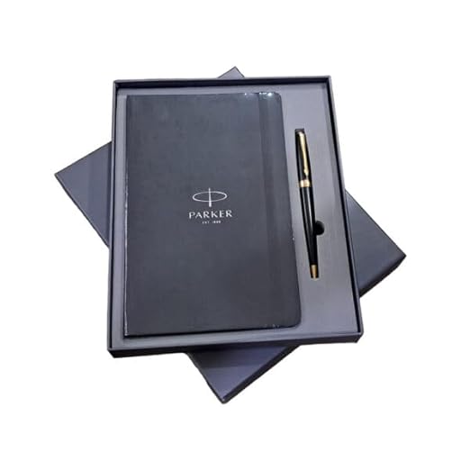 PARKER,  Gift Set - Ballpoint Pen + Notebook | Fusion Matte Black | Gold Trim.