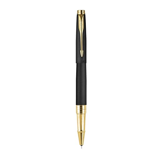 PARKER,  Gift Set - Rollerball Pen + Wallet | ASTER | Matte Black | Gold Trim.