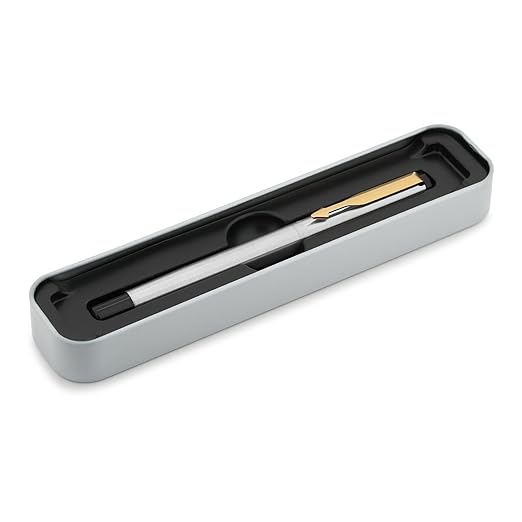 PARKER, Rollerball Pen - VECTOR | Stainless Steel | Gold Trim.