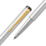 PARKER, Rollerball Pen - VECTOR | Stainless Steel | Gold Trim.