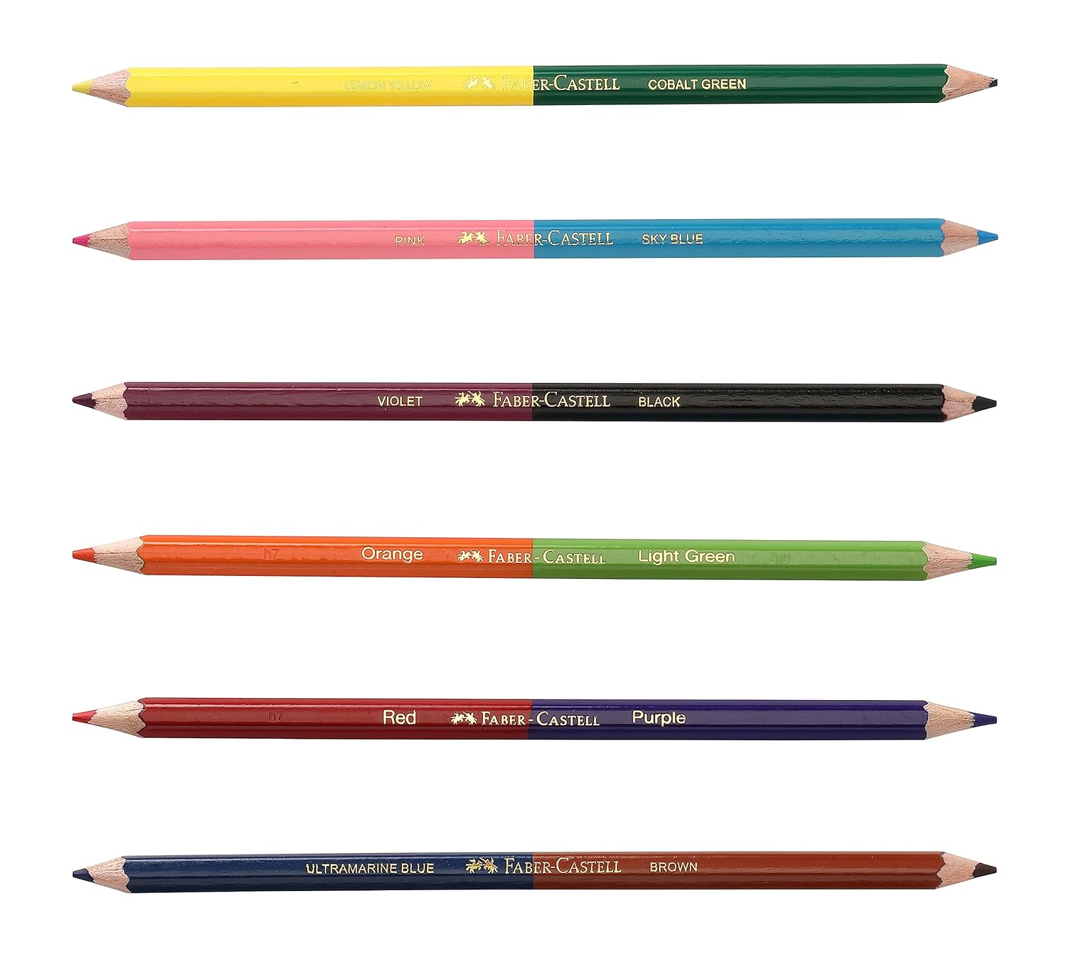 FABER CASTELL, Bi-Colour Pencil | 2 Colours in 1 | Set of 6.