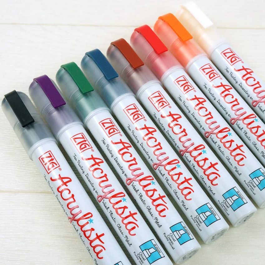 ZIG, Acrylic Marker - ACRYLISTA | Chic/Modern | Set of 8 | Chisel Tip | 6 mm.