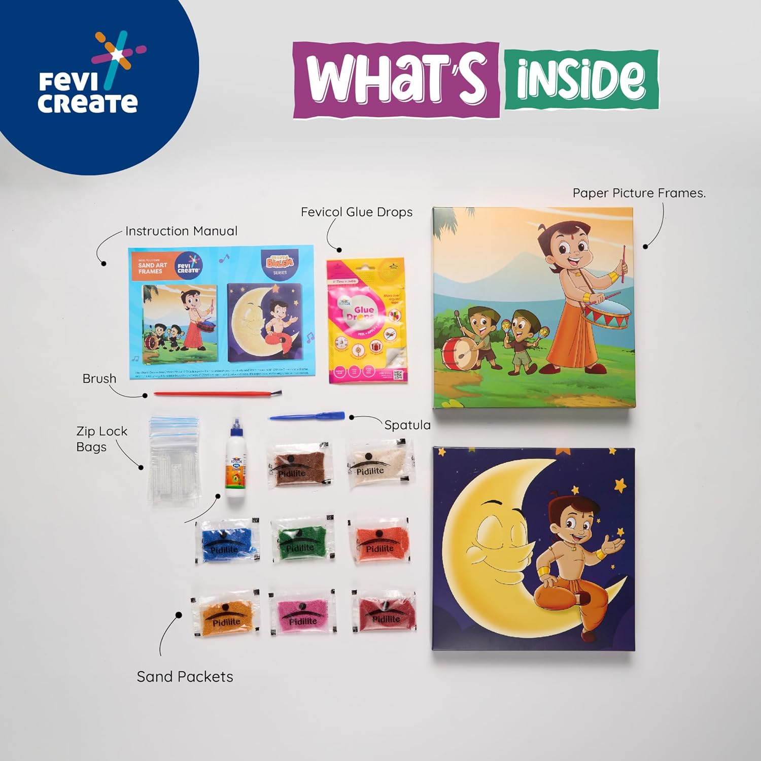 PIDILITE, Art Kit - FEVICREATE | Chhota Bheem Series | SAND ART FRAMES.