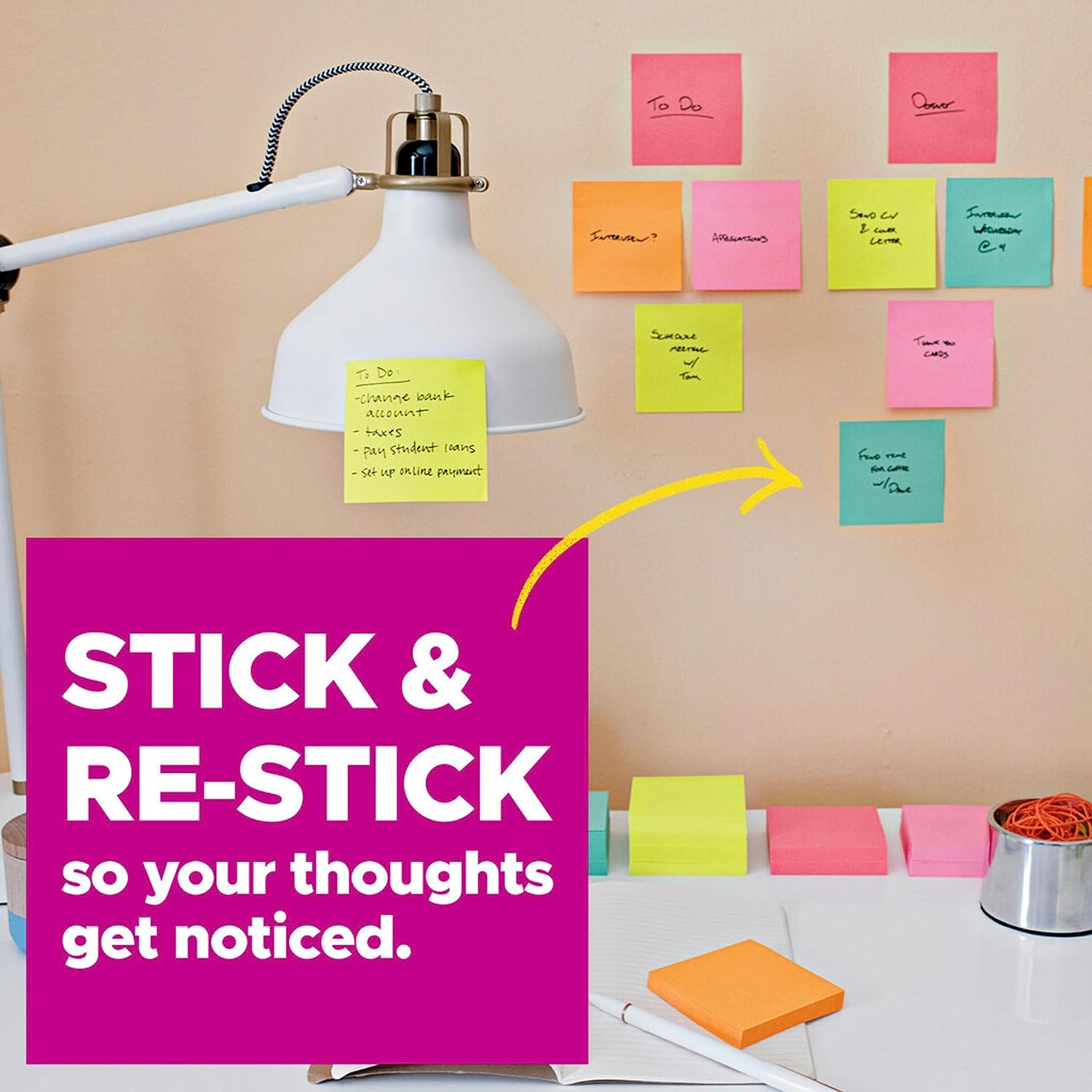 3M, Sticky Notes - POST IT | Super Sticky | 450 Sheets | Set of 5.