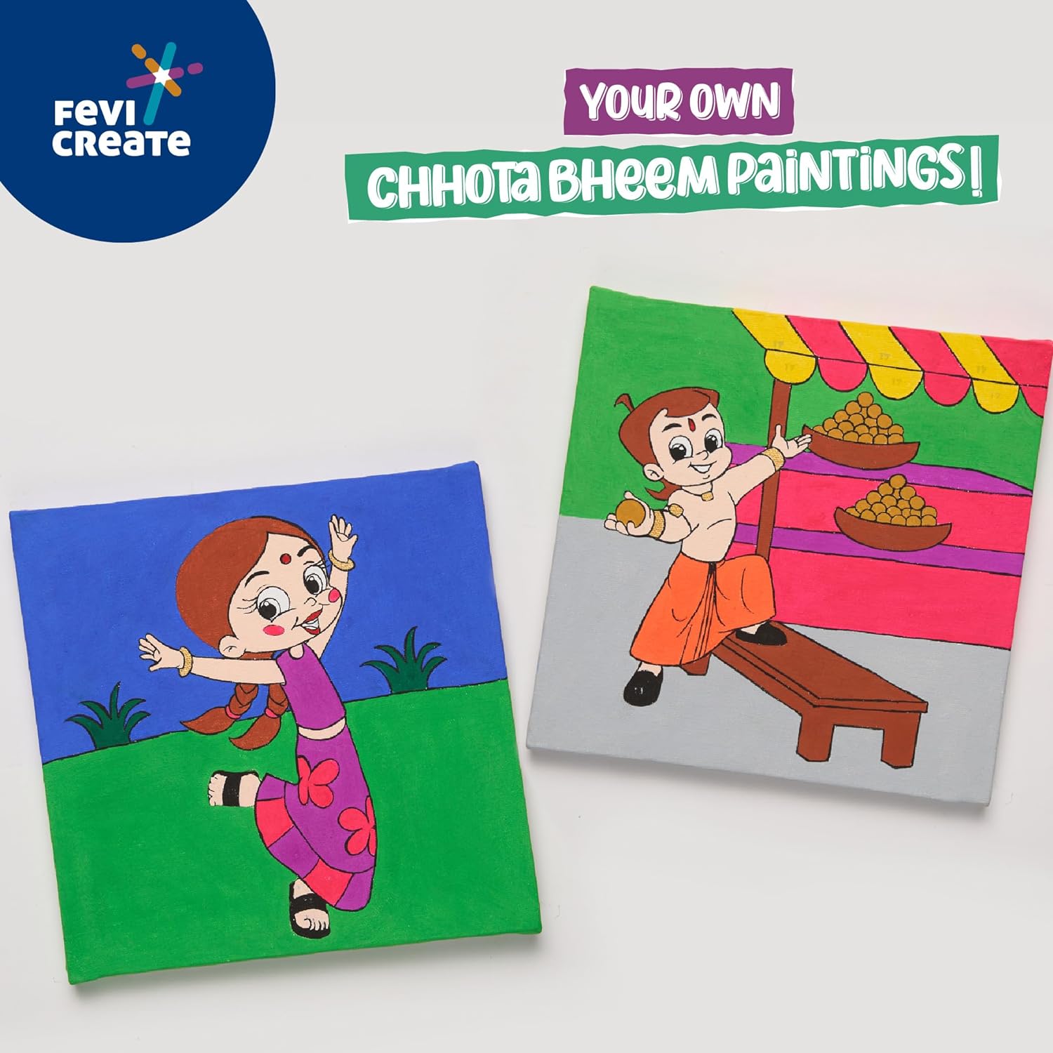 PIDILITE, Art Kit - FEVICREATE | Chhota Bheem Series | PAINT BY NUMBER CANVAS.