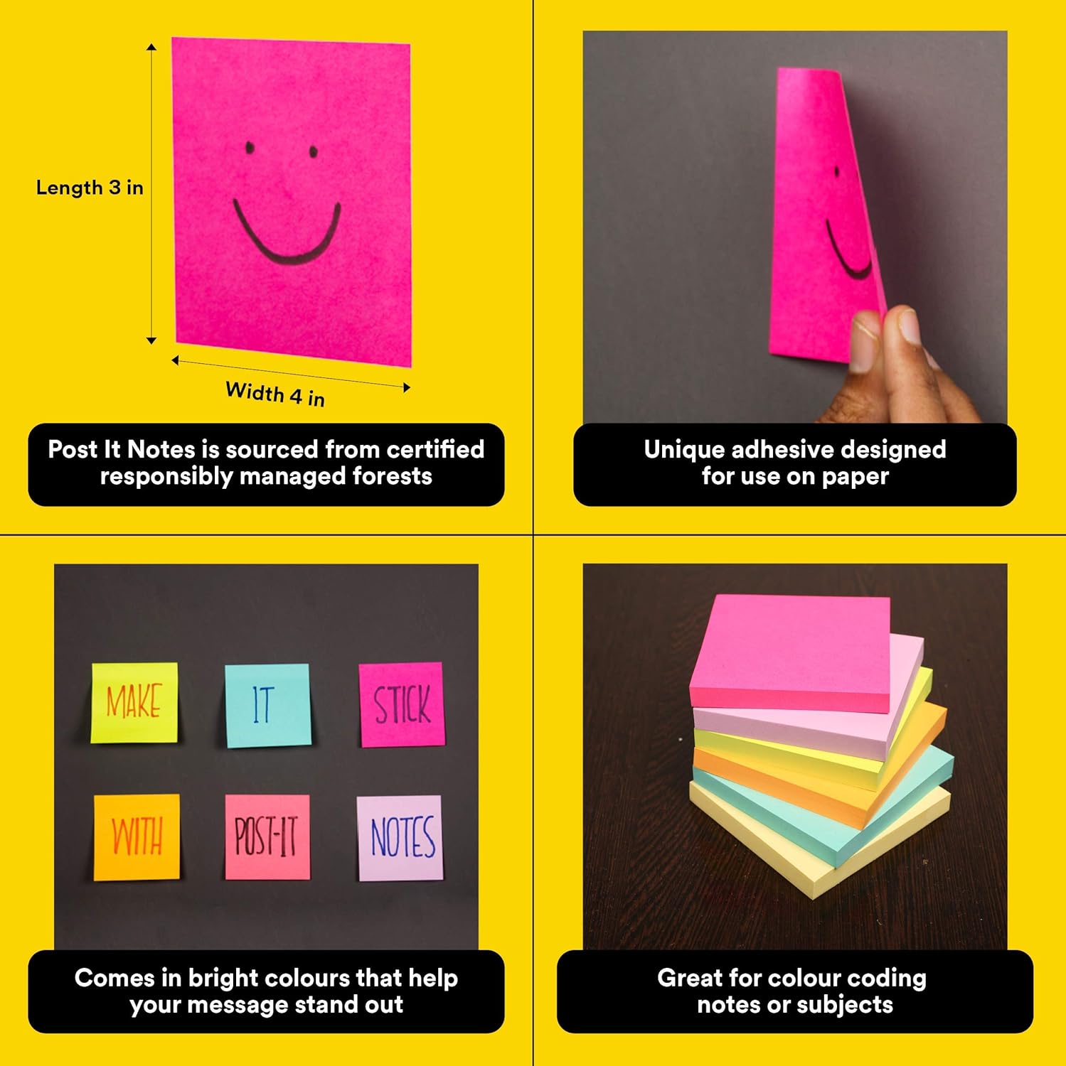 3M, Sticky Notepad - POST IT | COLOUR | 100 Sheets.