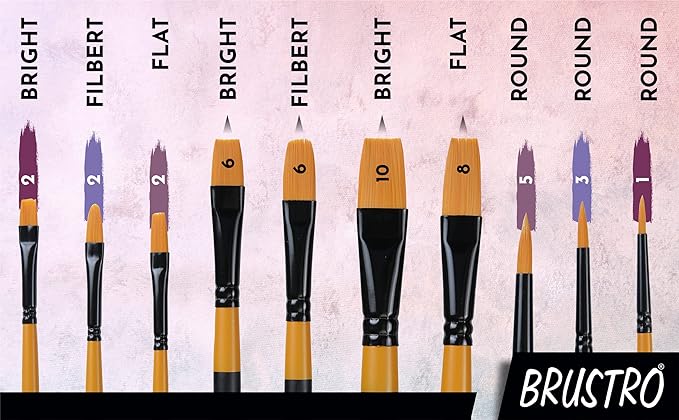 BRUSTRO,  Paint Brush - Artists' | Gold Taklon | Set of 10