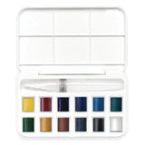 WINSOR & NEWTON, Watercolour - COTMAN | Water Brush Pocket Set | 12 Half Pans + Water Brush.