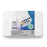 WINSOR & NEWTON, Watercolour - COTMAN | Water Brush Pocket Set | 12 Half Pans + Water Brush.