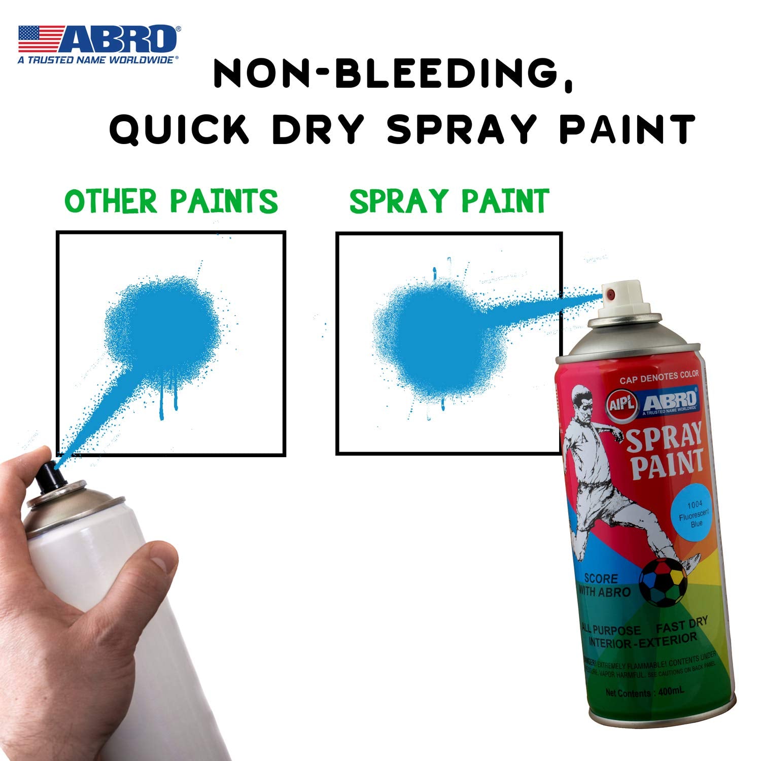 ABRO, Spray Paint - 1004 FLUORESCENT BLUE | 400 ml.