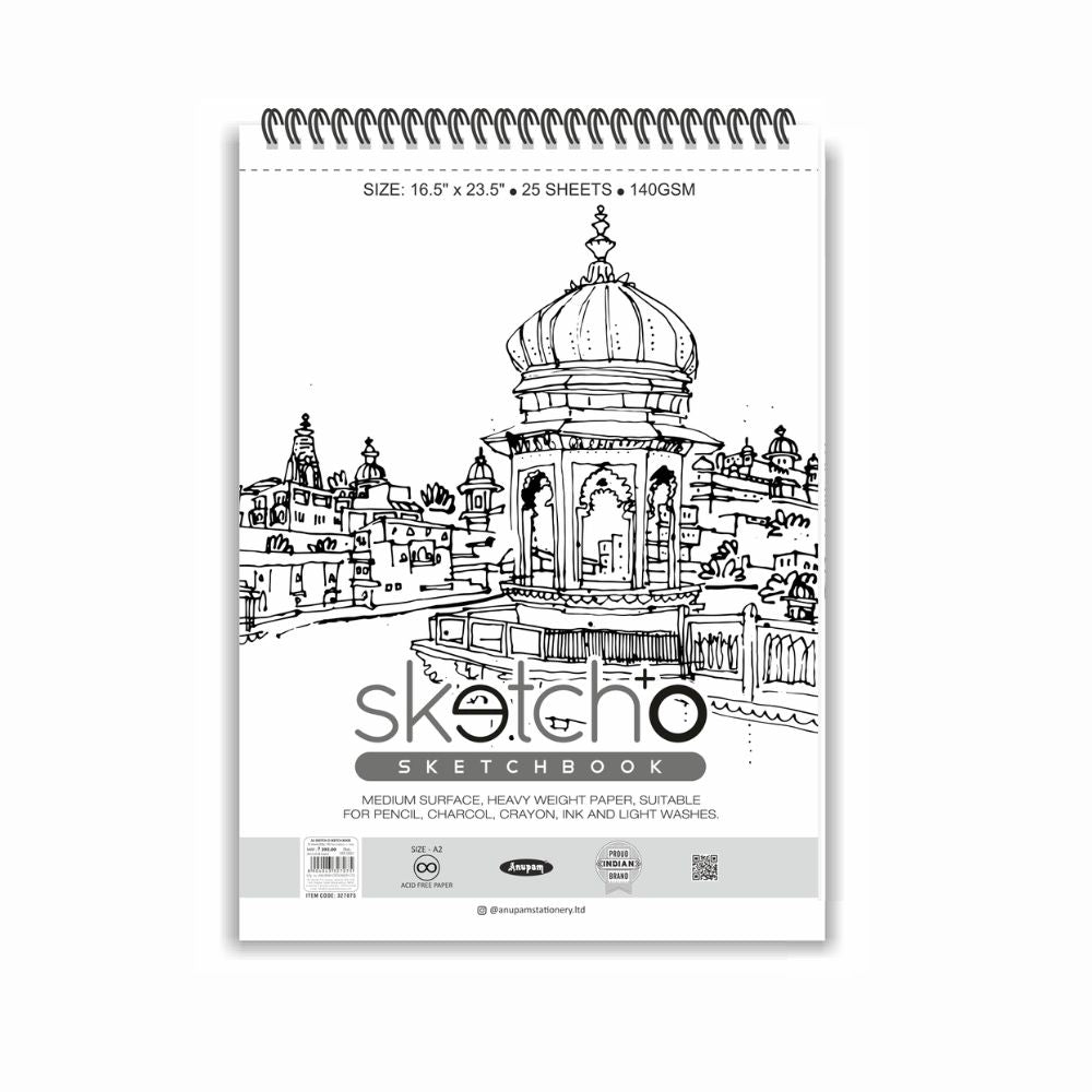 ANUPAM, Sketch Book - A2 | 25 Sheet | 140 gsm.