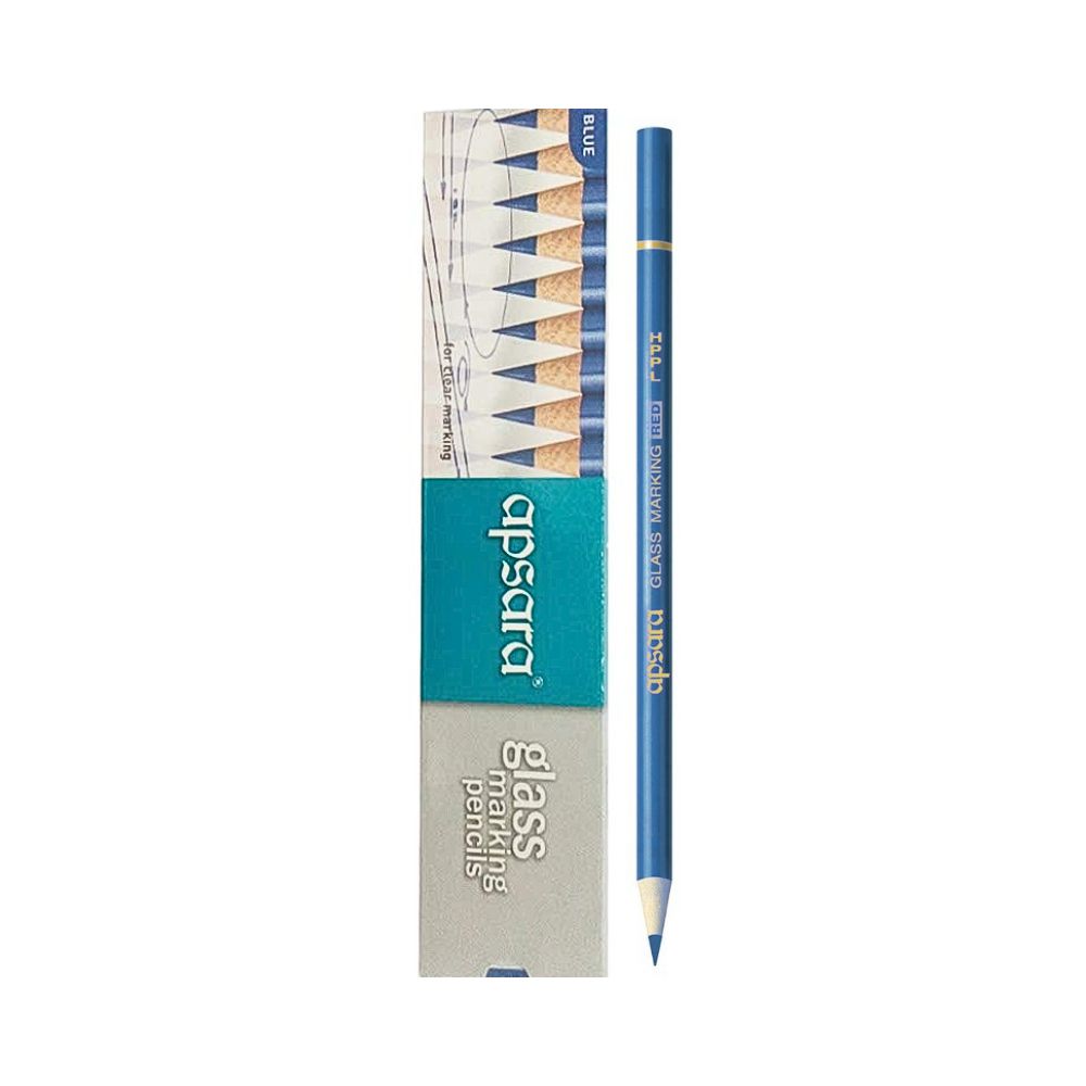 APSARA, Glass Marking Pencil | Set of 10. blue