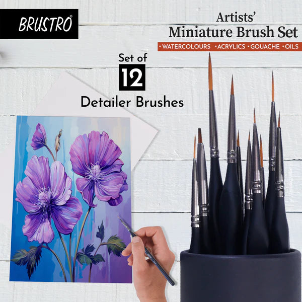 BRUSTRO, Paint Brush - ARTISTS | Miniature | Set of 12.