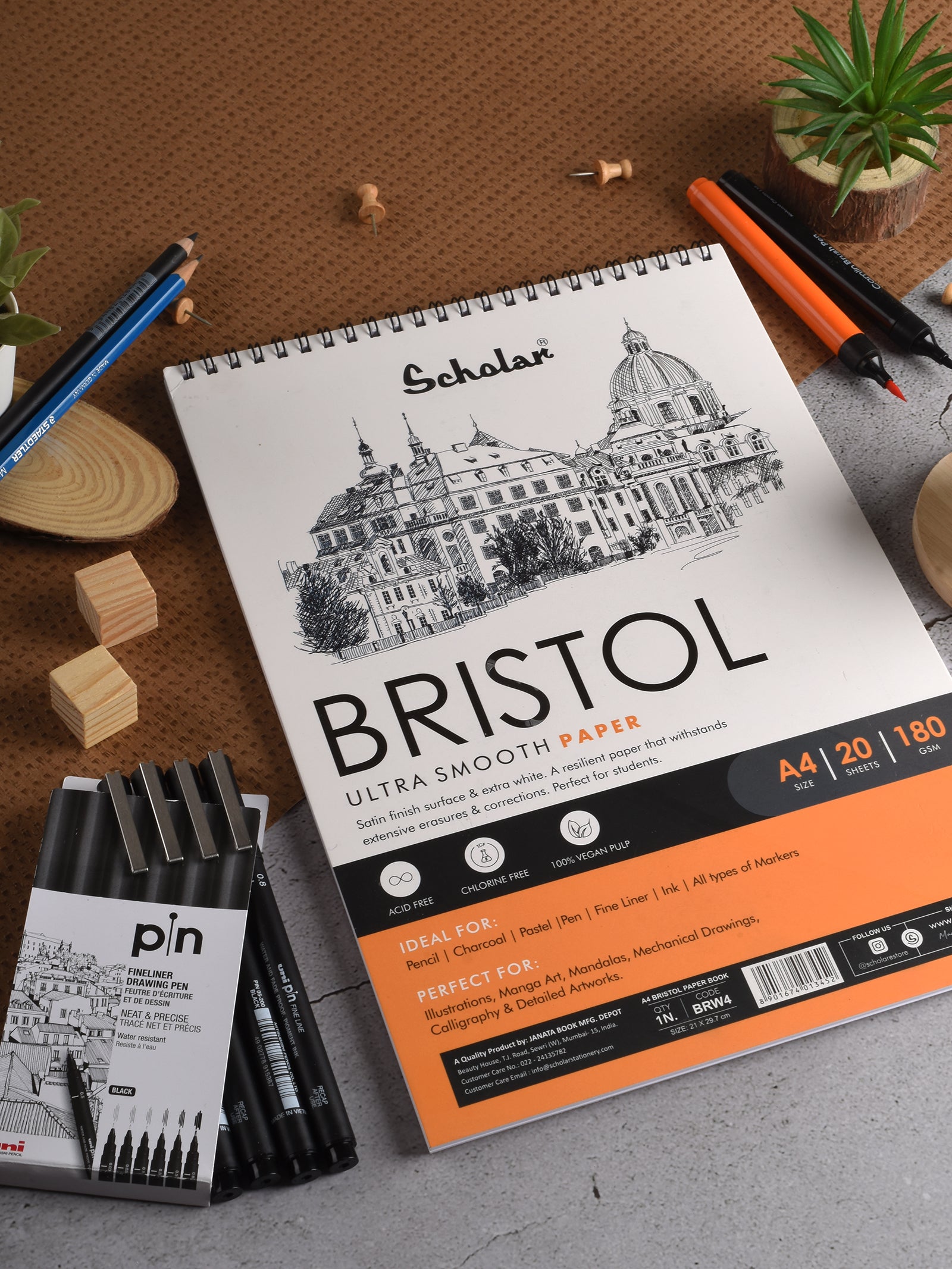 SCHOLAR, Bristol Paper Pad | 20 Sheets | 180 gsm.