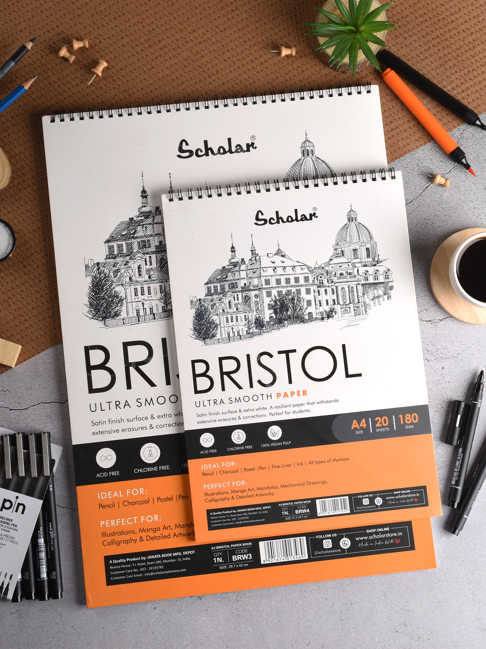 SCHOLAR, Bristol Paper Pad | 20 Sheets | 180 gsm.