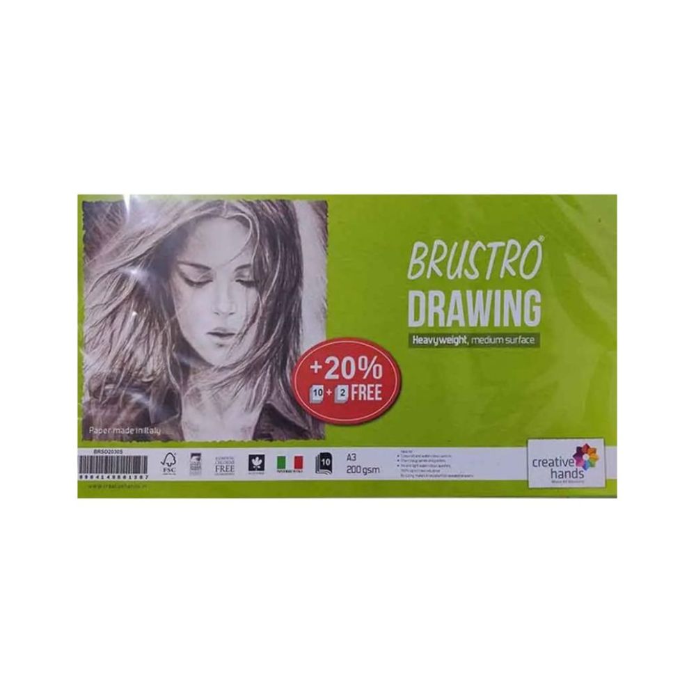 BRUSTRO, Drawing Paper - A3 | 10 + 2 Sheets | 200 gsm.