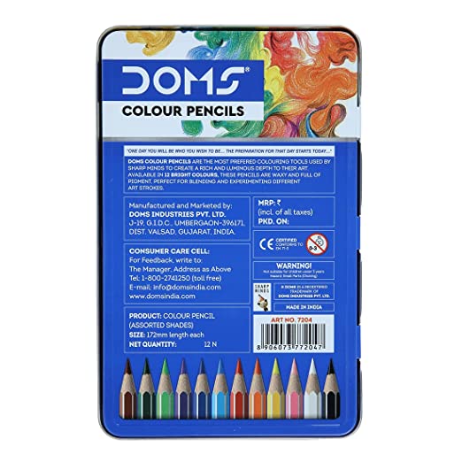 DOMS, Colour Pencil | Premium Quality | ~ 3.8 mm | Set of 12.