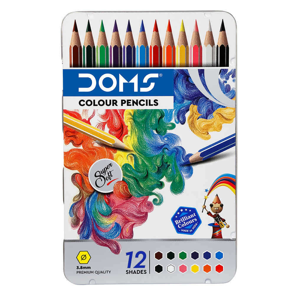 DOMS, Colour Pencil | Premium Quality | ~ 3.8 mm | Set of 12.