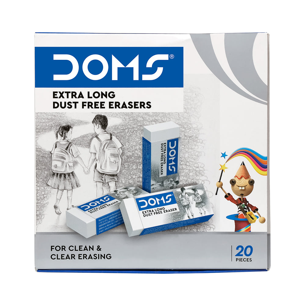 DOMS, Erasers - NON DUST EXTRA LONG | Set of 20.