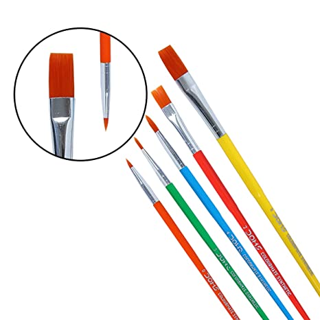 DOMS, Paint Brushes - COLOURMATE | Synthetic FLAT & ROUND | Set of 5.