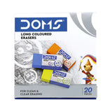 DOMS, Erasers - LONG COLOURED | Set of 20.
