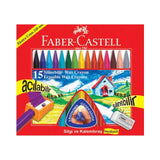 FABER CASTELL, Plastic Crayons - ERASABLE | Set of 15.
