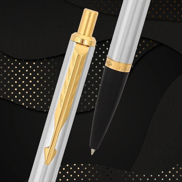 PARKER, Ballpoint Pen - LATITUDE | Shiny Chrome | Gold Trim.