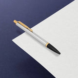 PARKER, Ballpoint Pen - LATITUDE | Shiny Chrome | Gold Trim.