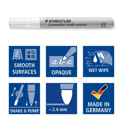 STAEDTLER, Chalk Marker - LUMOCOLOR | Set of 5 | ~ 2.4 mm.