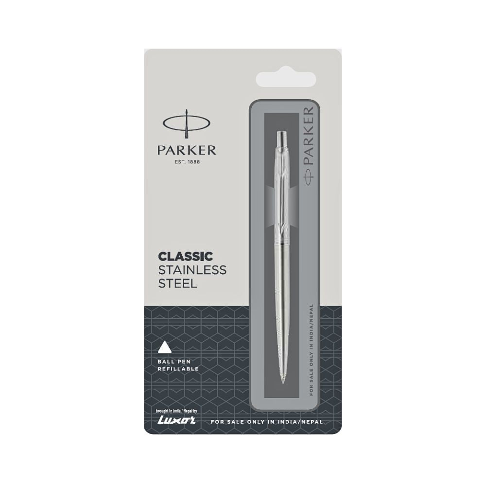 PARKER, Ballpoint Pen - CLASSIC Stainless Steel | Chrome Trim | Fine.