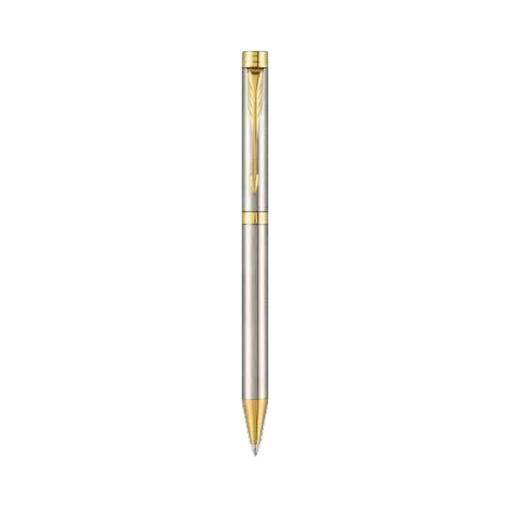 PARKER, Ballpoint Pen - FOLIO Stainless Steel | Gold Trim | Fine.