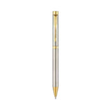 PARKER, Ballpoint Pen - FOLIO Stainless Steel | Gold Trim | Fine.