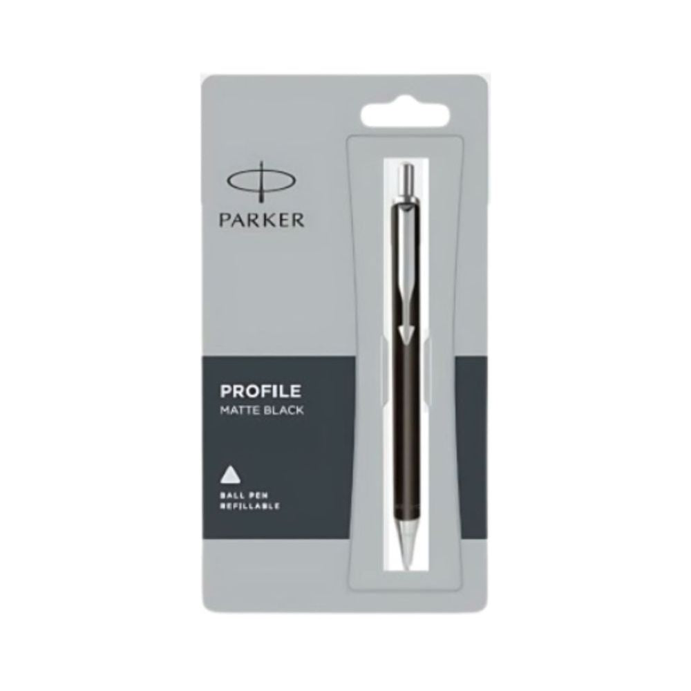 PARKER, Ballpoint Pen - PROFILE | Matte Black | Stainless Steel Trim.