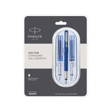 PARKER, Fountain Pen - VECTOR Standard Calligraphy | Chrome Trim | Fine + Medium + Broad.