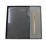 PARKER, Gift Set - CLASSIC | Gold Ballpoint Pen + Grey Notebook.