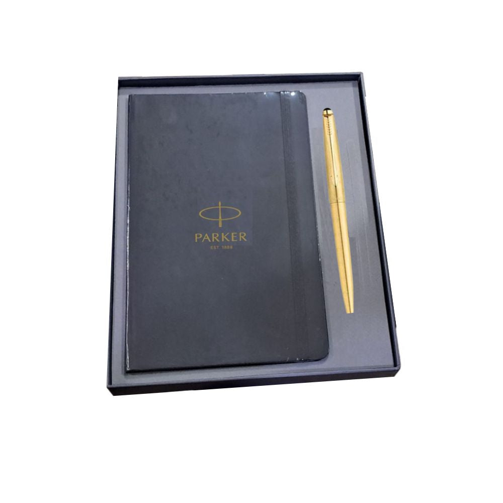 PARKER, Gift Set - GALAXY | Gold Ballpoint Pen + Black Notebook.