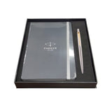 PARKER, Gift Set - JOTTER | Stainless Steel Gold Trim Ballpoint Pen + Notebook.