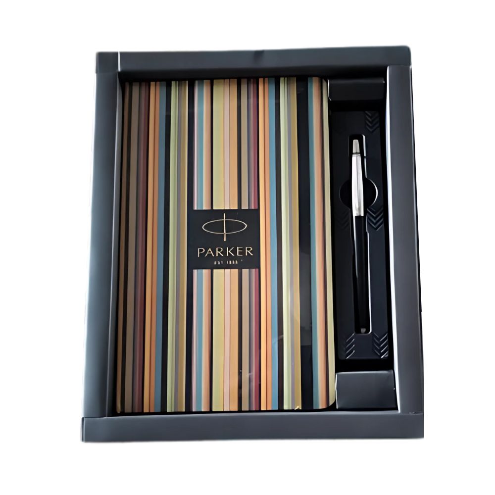 PARKER, Gift Set - JOTTER | Standard Chrome Trim Ballpoint Pen + Notebook.