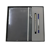 PARKER, Gift Set - VECTOR | Stainless Steel Gold Trim | Rollerball Pen + Grey Notebook.