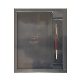 PARKER, Gift Set - VECTOR | Standard Chrome Trim Ballpoint Pen + Black Notebook.