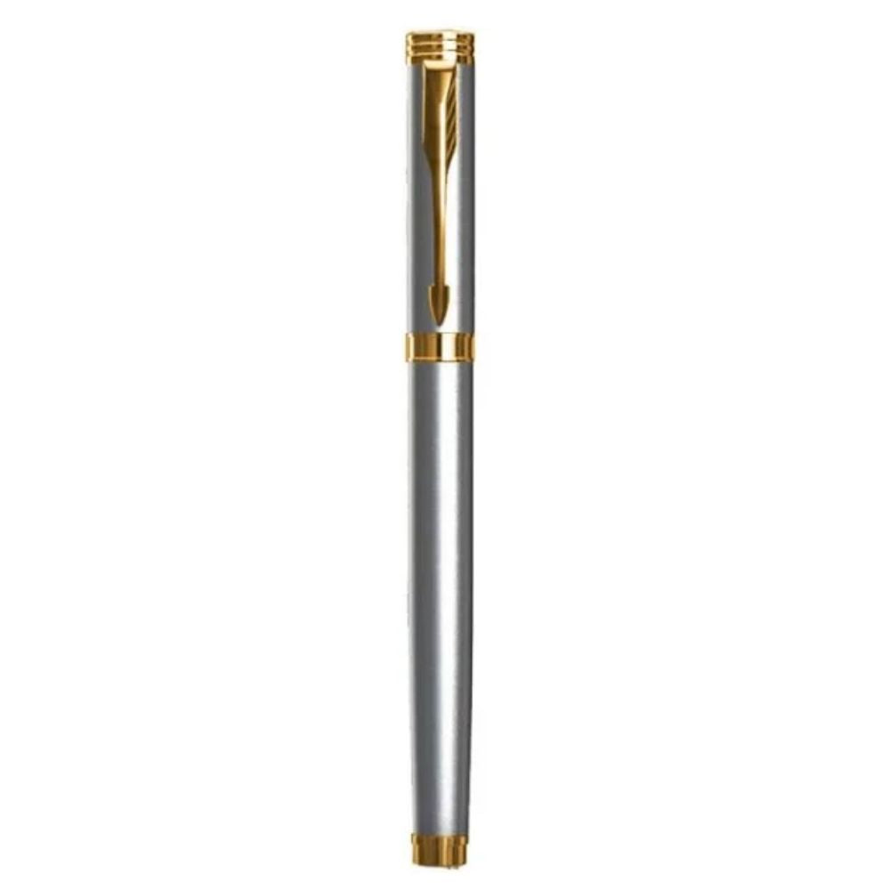 PARKER, Rollerball Pen - FOLIO Stainless Steel | Gold Trim | Fine.