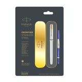 PARKER, Rollerball Pen - FRONTIER Stainless Steel | Gold Trim | Ultra Fine.