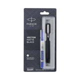 PARKER, Rollerball Pen - VECTOR Matte Black | Chrome Trim | Ultra Fine.